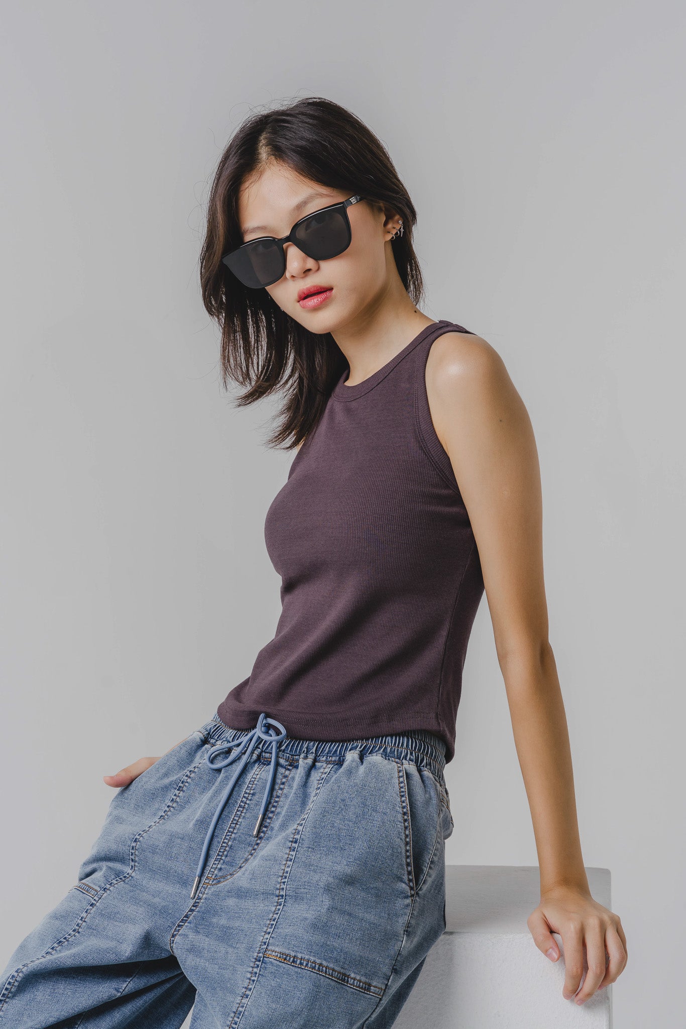 Staple Padded Tank in Dark Grey