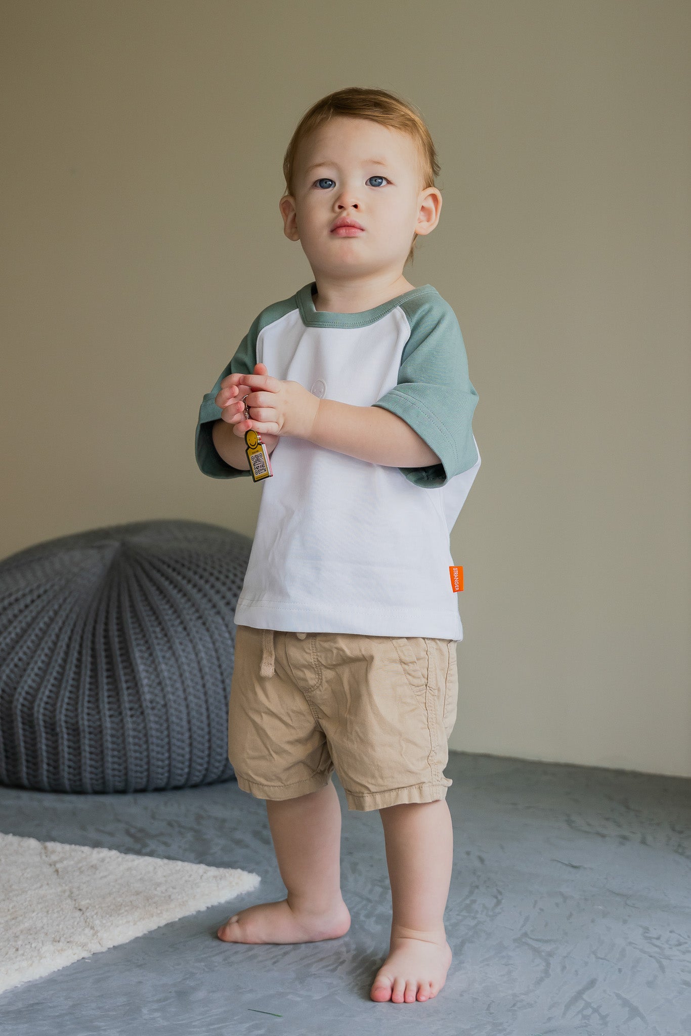 Colour Block Baseball Kid's Tee in Green