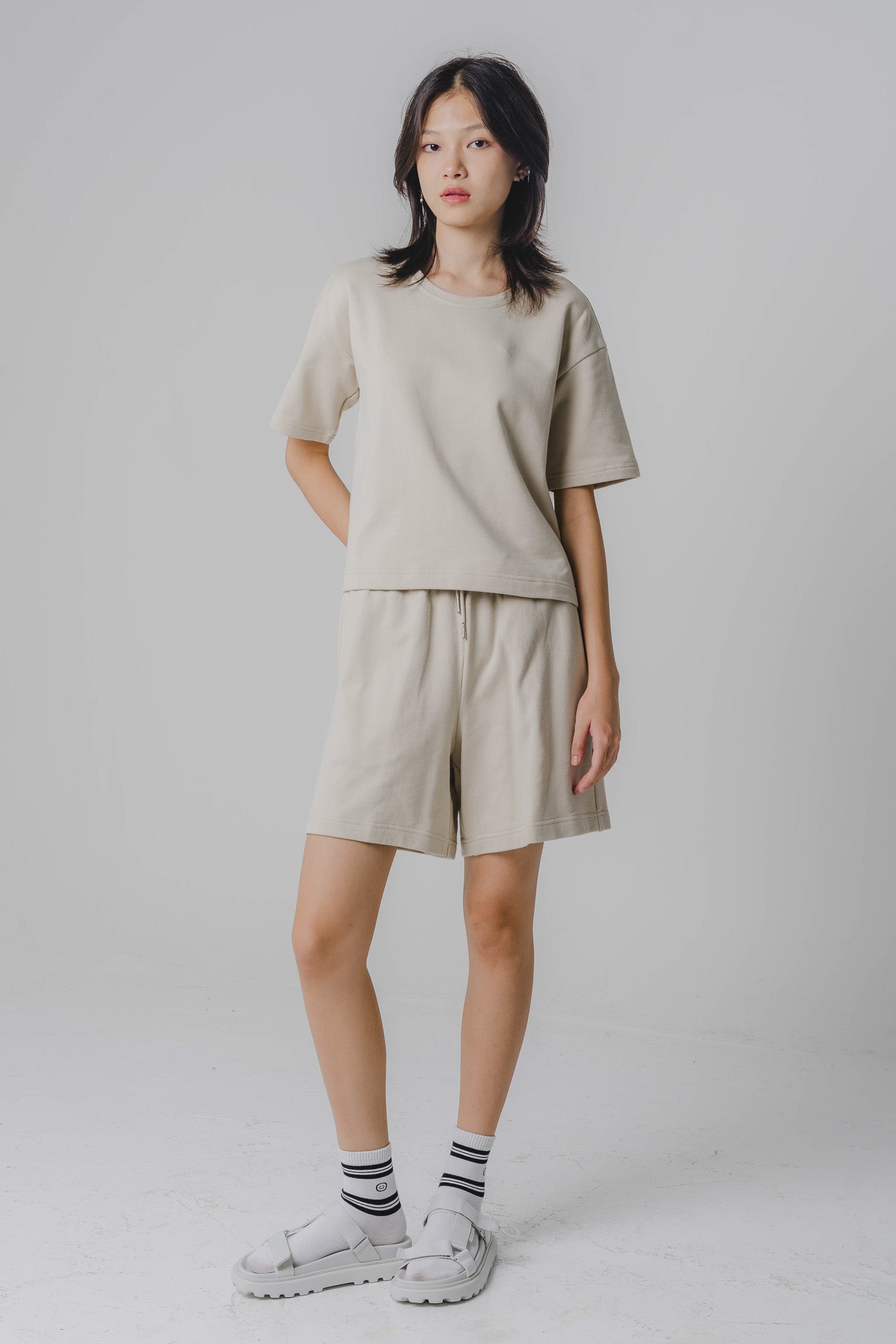 Staple Sweat Shorts in Beige