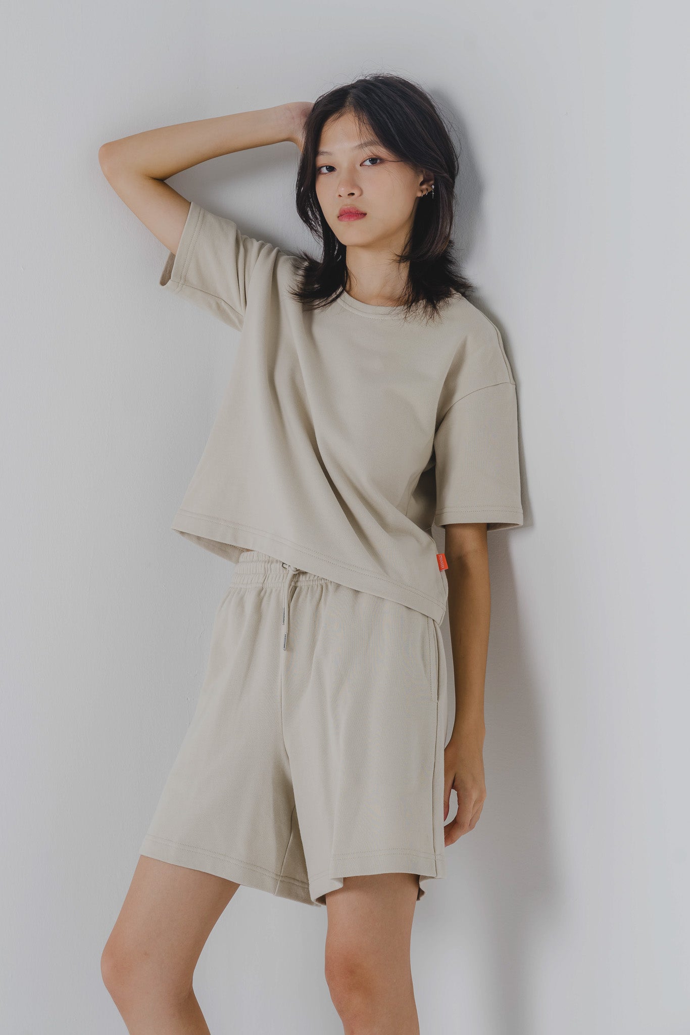 Staple Short Sleeve Sweat Shirt in Beige