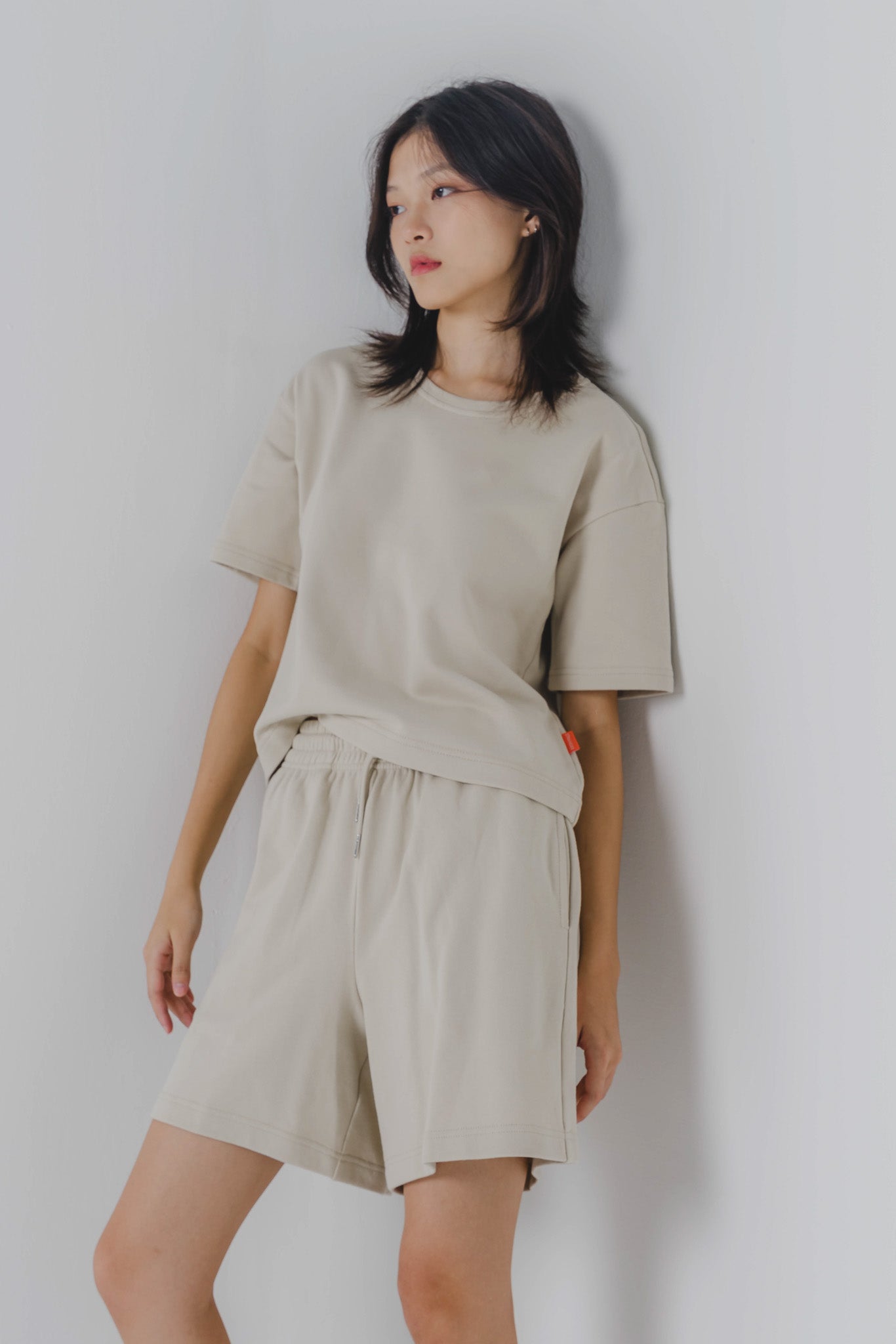 Staple Short Sleeve Sweat Shirt in Beige