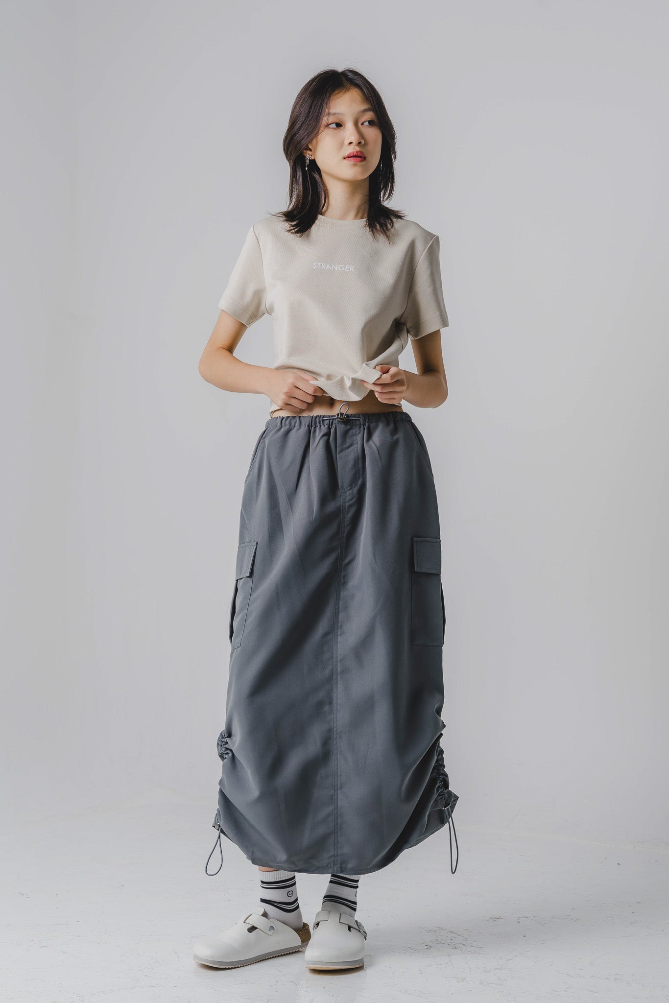 Flynn Utility Maxi Skirt in Grey