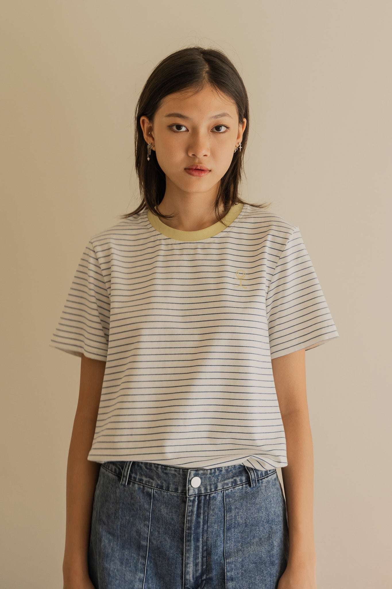 Striped Smiley Logo Tee