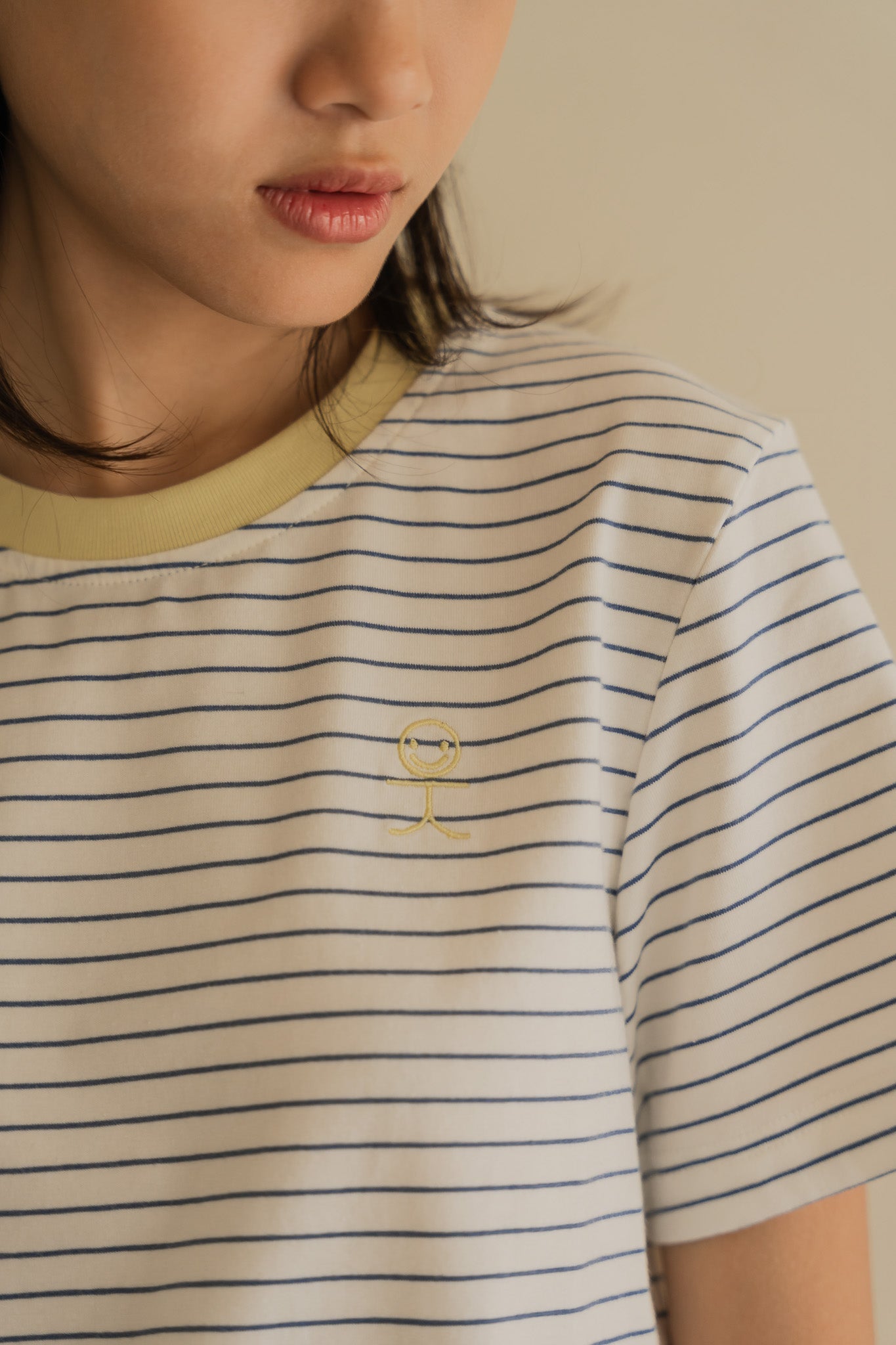 Striped Smiley Logo Tee