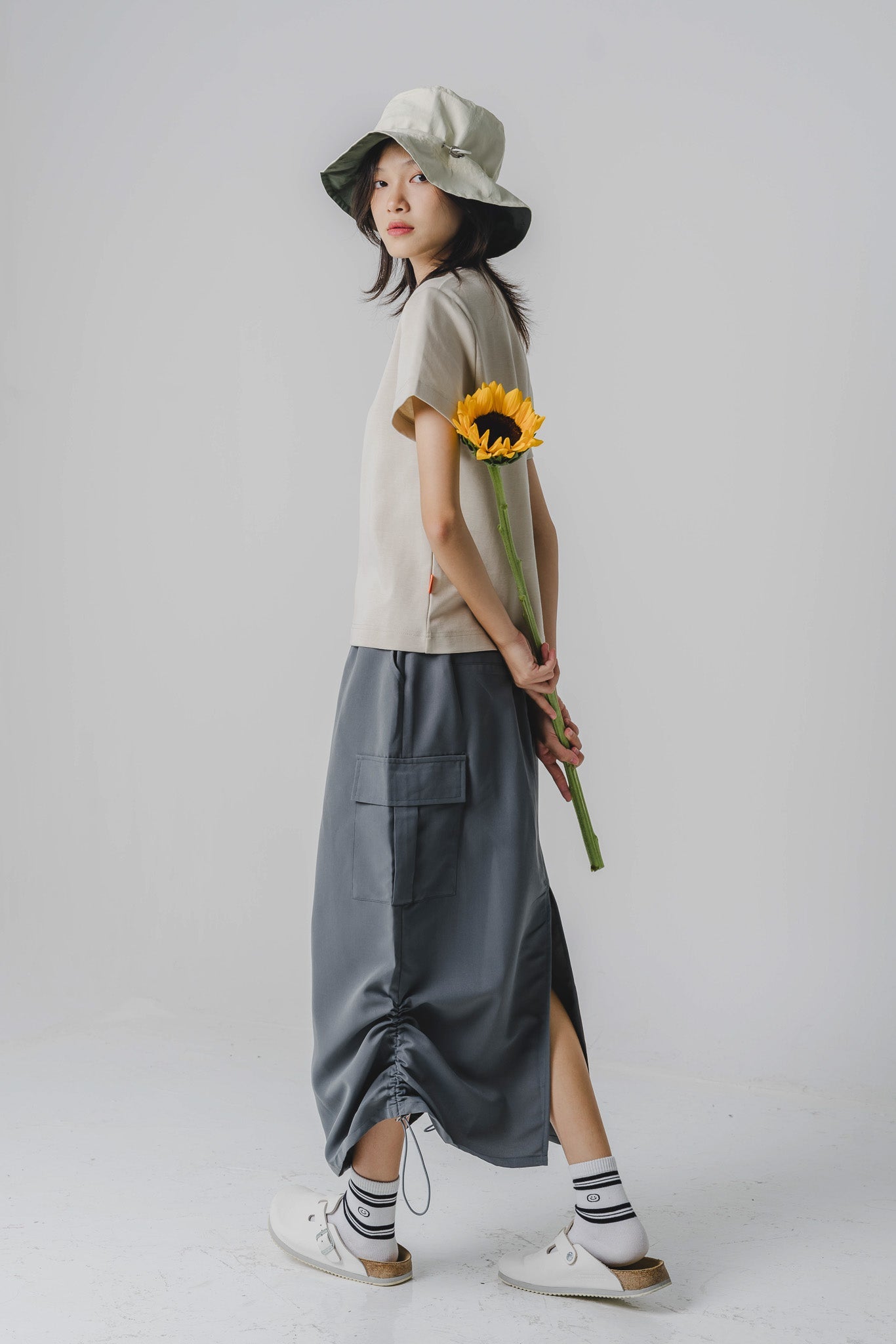 Flynn Utility Maxi Skirt in Grey