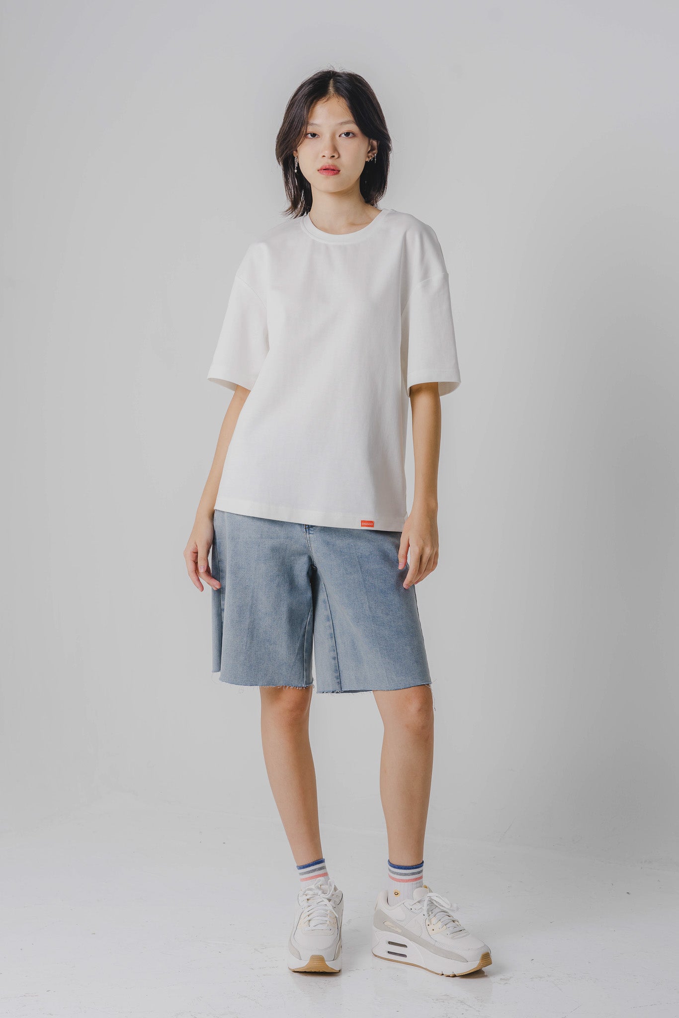 Side Zip Oversized Tee in White