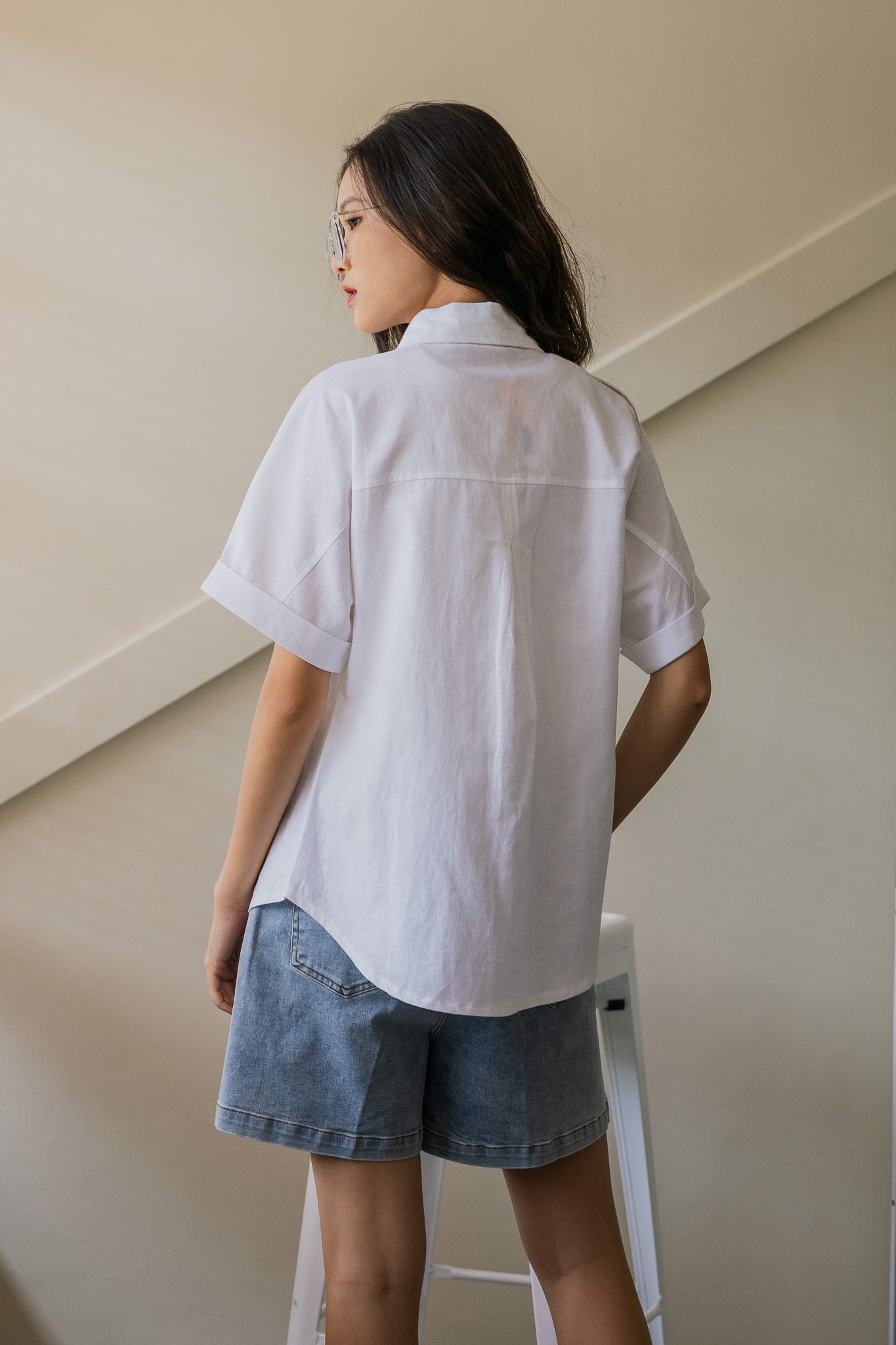 Relaxed Fit Linen Shirt in White