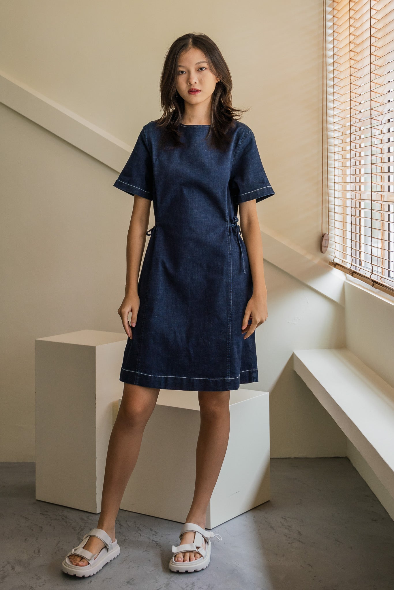 A Little Dainty Denim Dress in Dark Wash