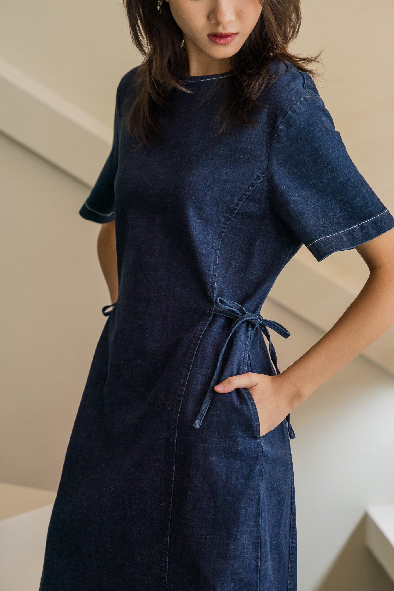 A Little Dainty Denim Dress in Dark Wash