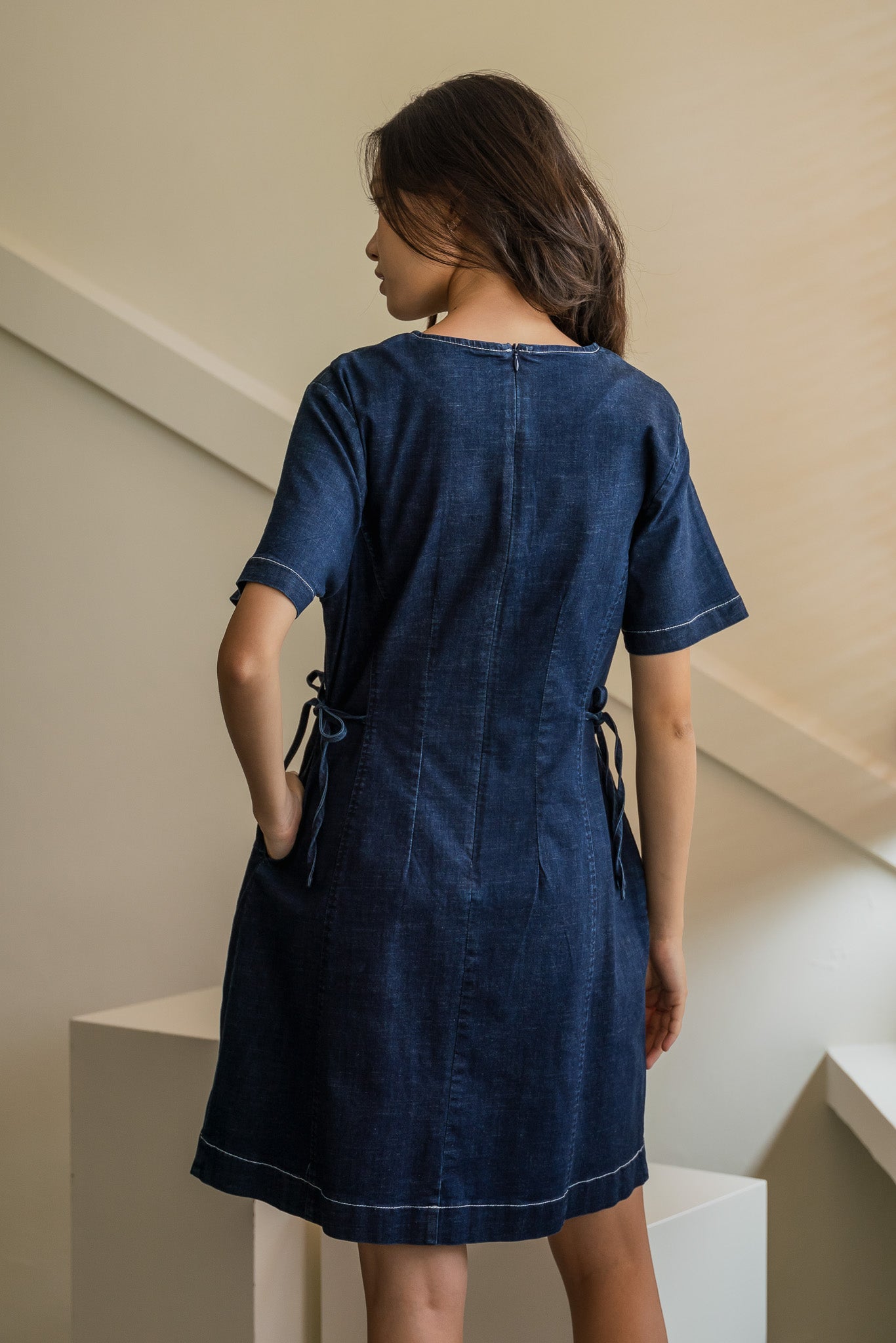 A Little Dainty Denim Dress in Dark Wash