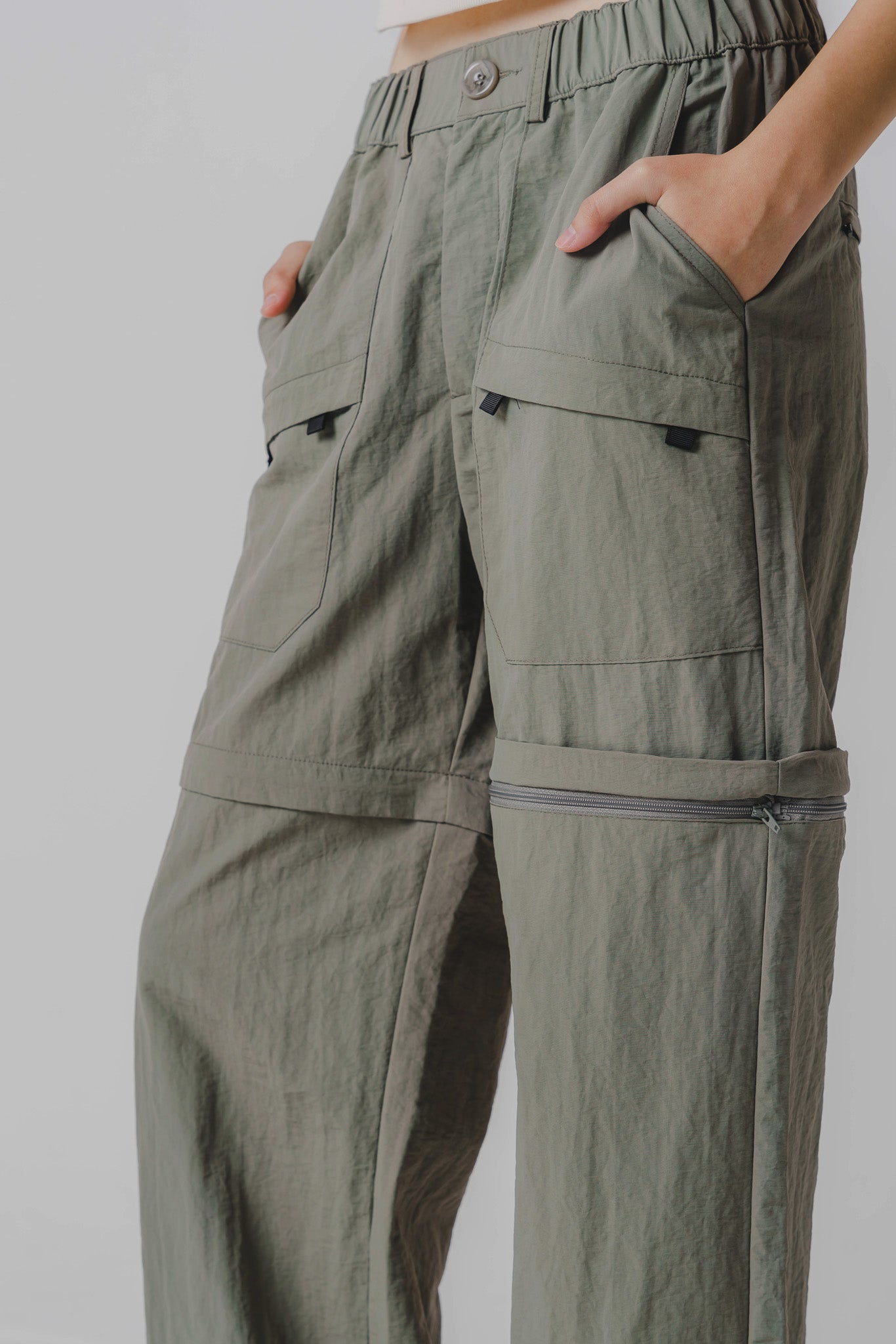 Two-Way Nylon Utility Pants/Berms in Moss Green