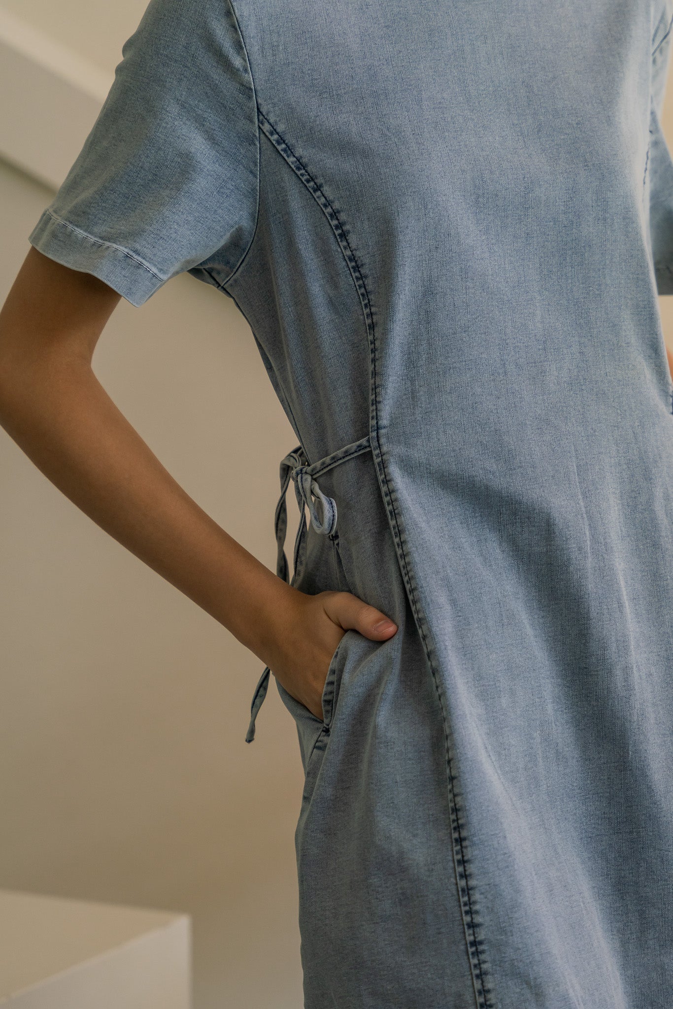 A Little Dainty Denim Dress in Light Wash