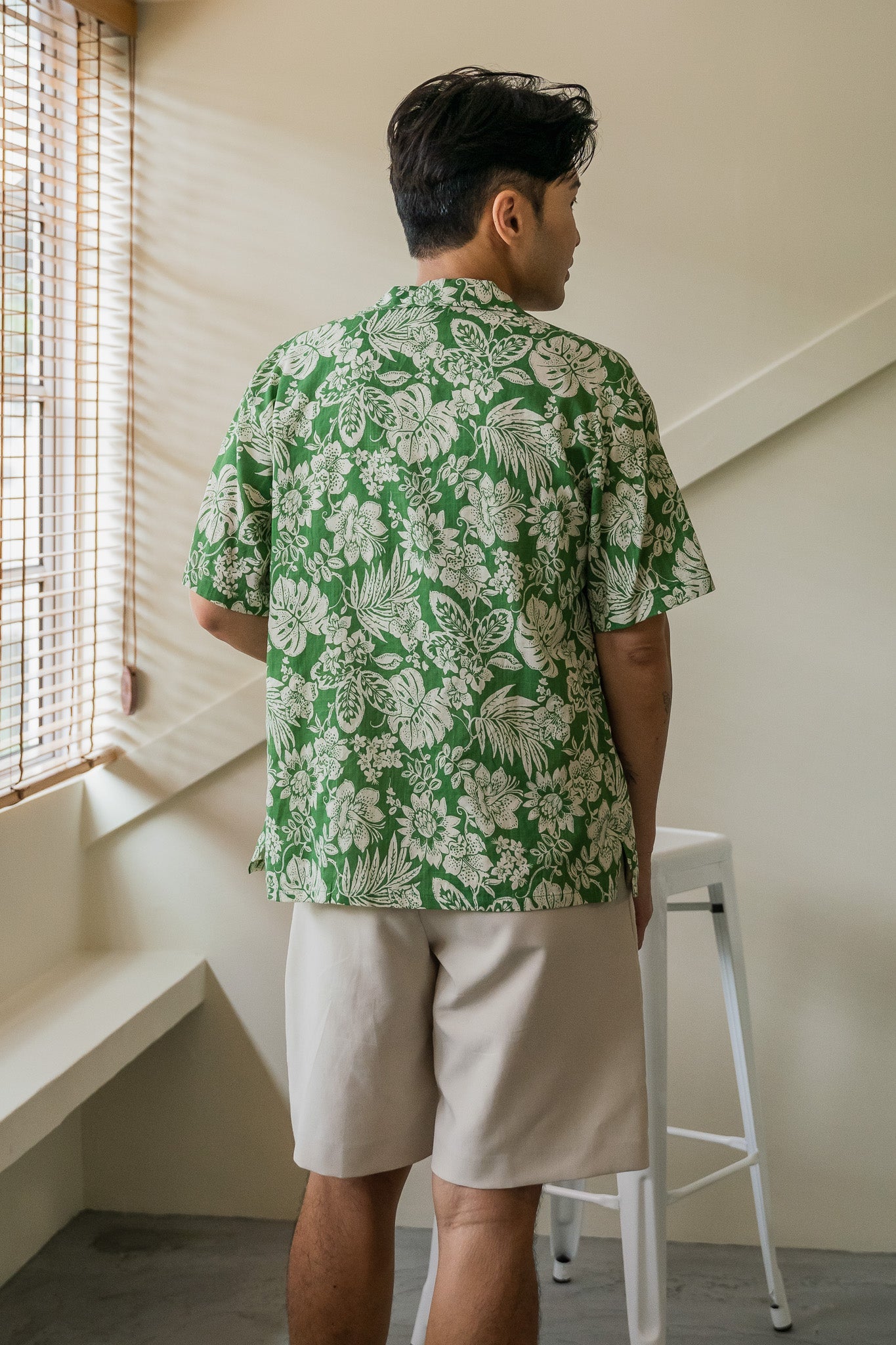 Heritage Printed Men's Camp Collar Shirt in Fern