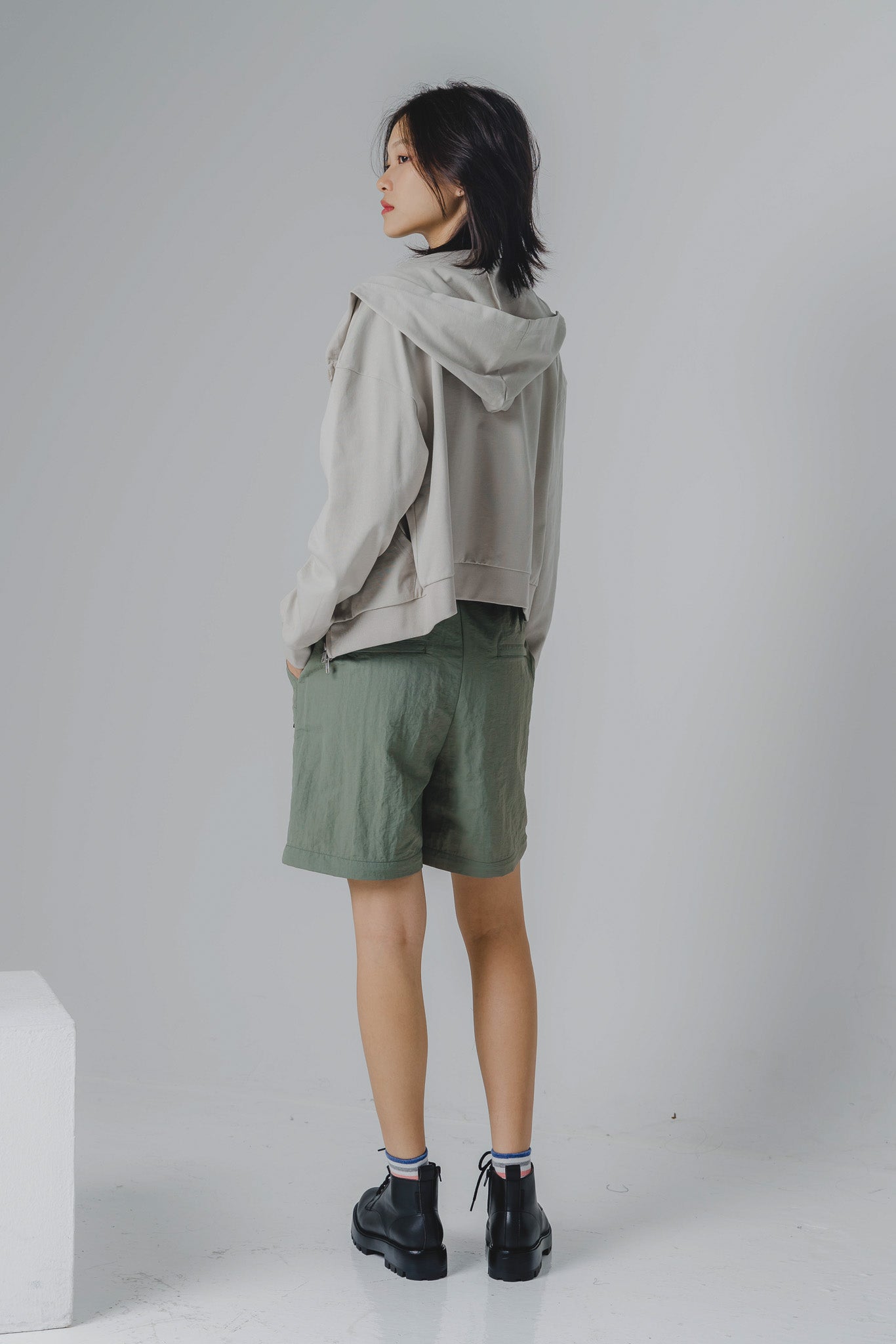 Two-Way Nylon Utility Pants/Berms in Moss Green