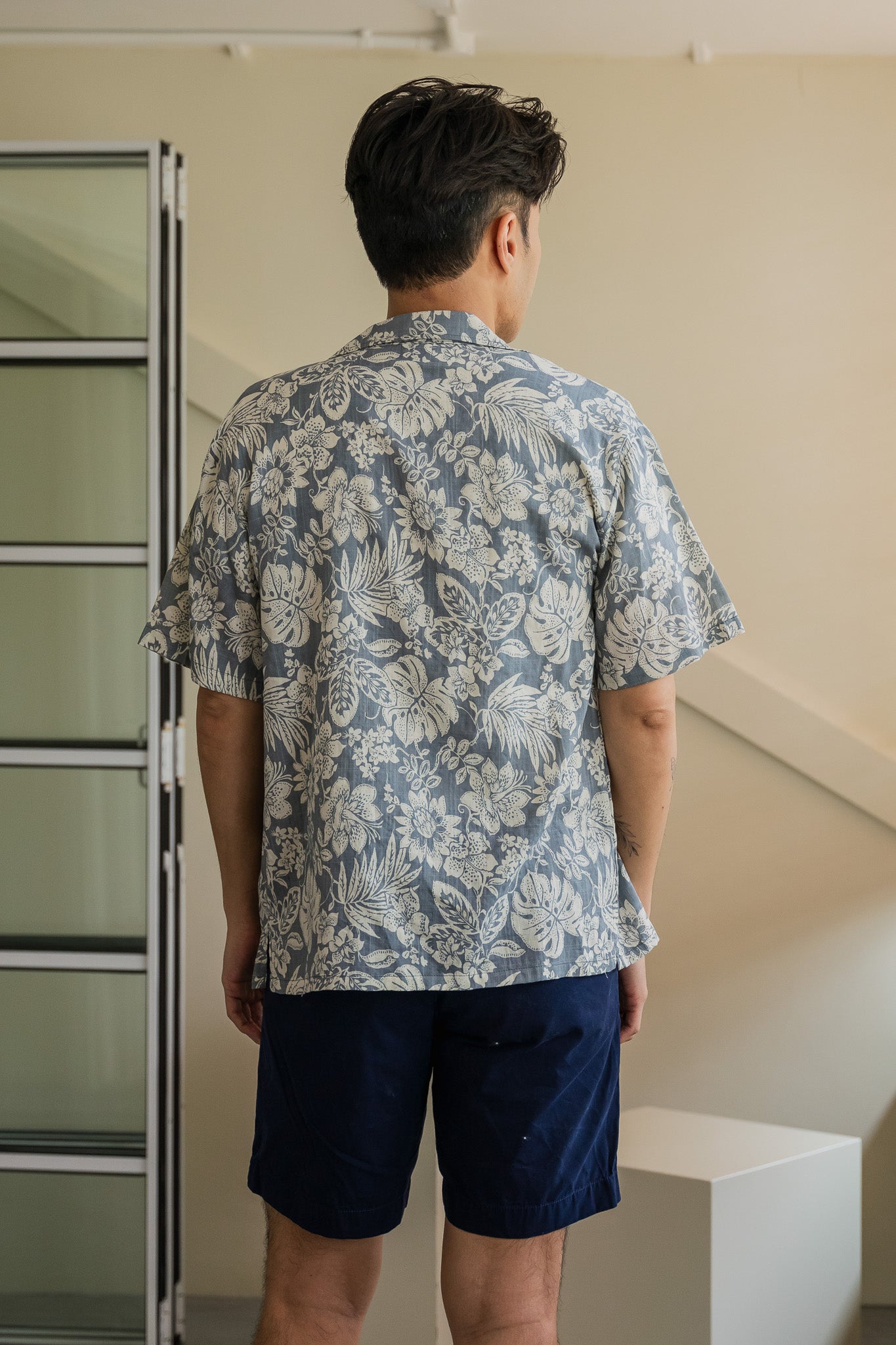 Heritage Printed Men's Camp Collar Shirt in Sky