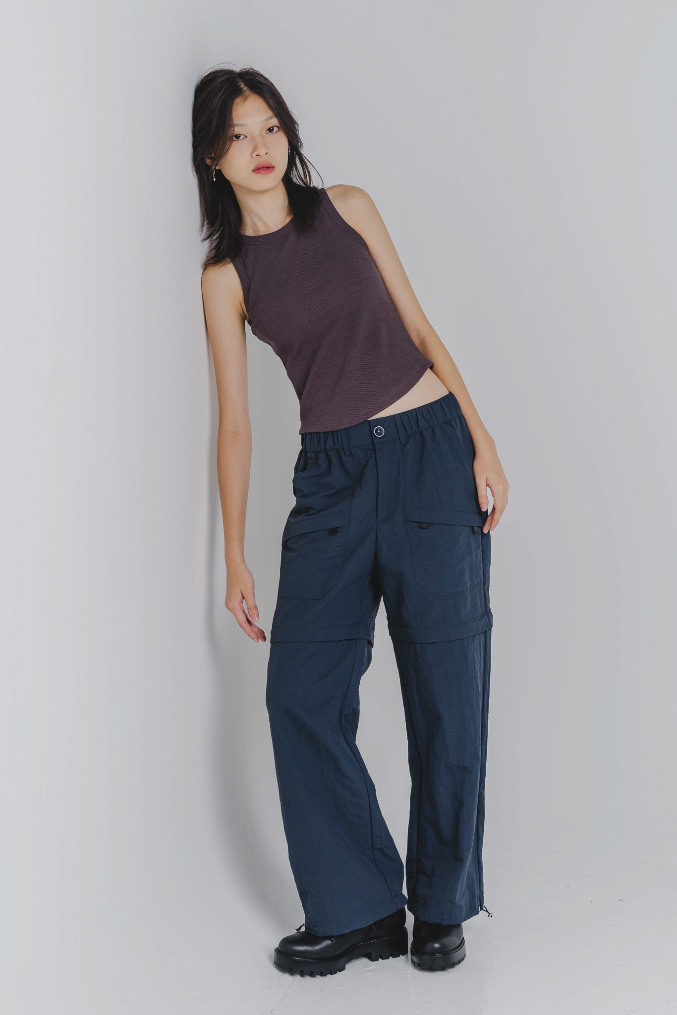 Two-Way Nylon Utility Pants/Berms in Navy