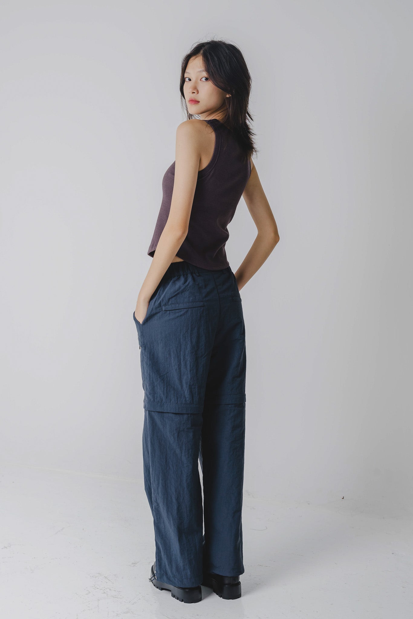 Two-Way Nylon Utility Pants/Berms in Navy