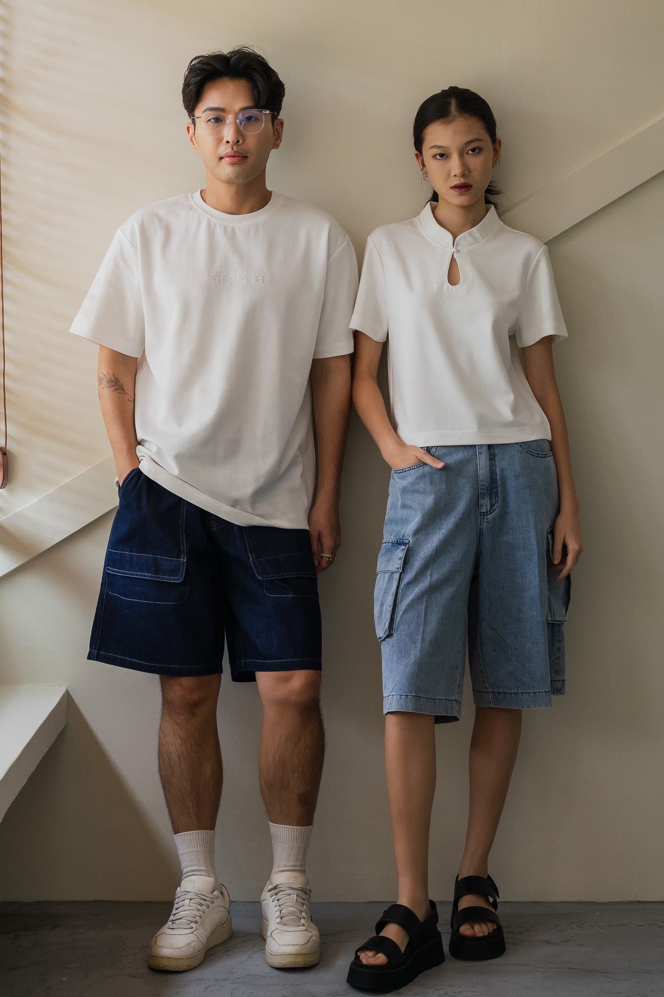 STRANGER Men's Embroidered Logo Tee in White