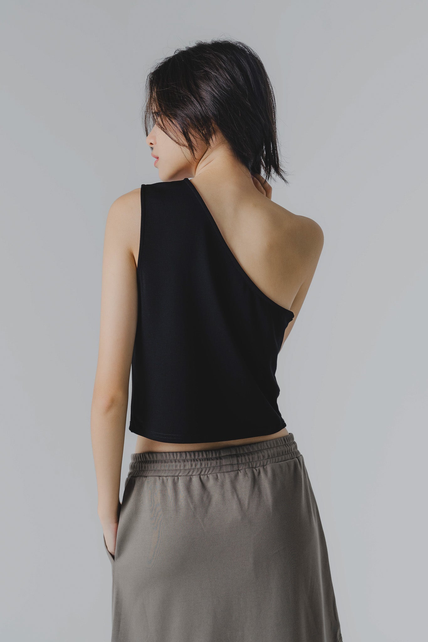 Ruched Toga Top in Black