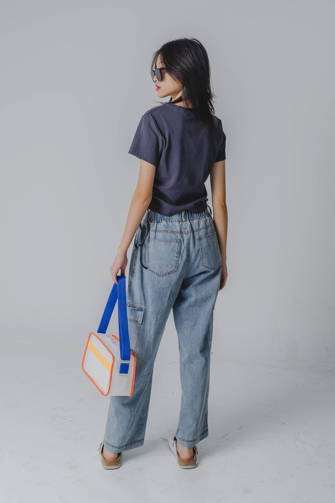 Cargo Denim Pants in Light Wash