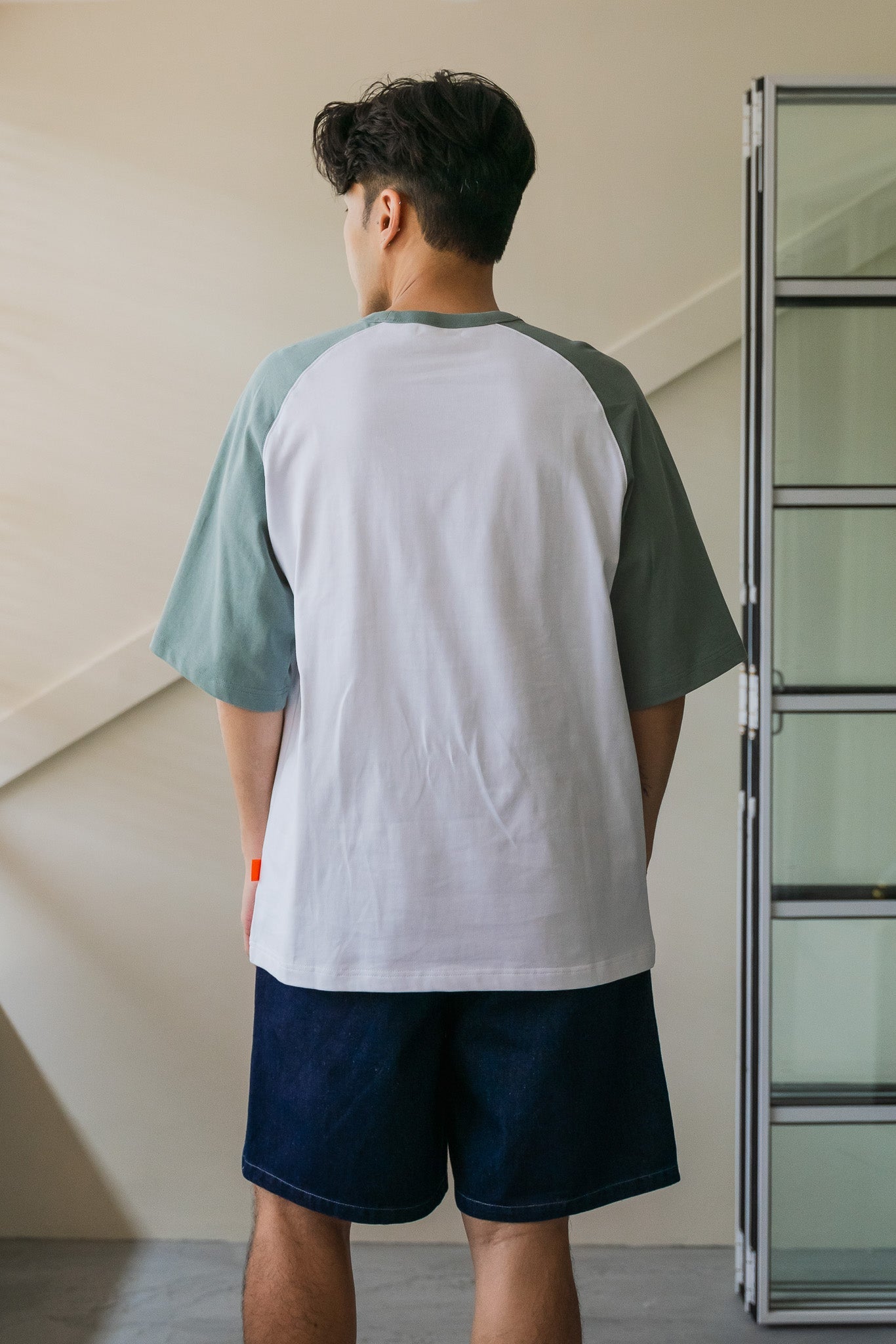 Colour Block Oversized Baseball Tee in Green